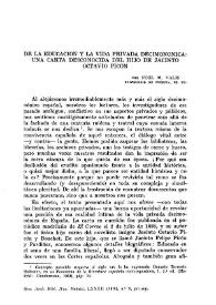 De la educación y la vida privada decimonónica: una carta desconocida del hijo de Jacinto Octavio Picón / Nöel Maureen Valis | Biblioteca Virtual Miguel de Cervantes