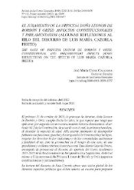 El juramento de la princesa doña Leonor de Borbón y Ortiz: aspectos constitucionales y parlamentarios (algunas reflexiones al hilo del discurso de Luis María Cazorla Prieto) / José María Codes Calatrava | Biblioteca Virtual Miguel de Cervantes