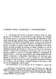 Eugenio d'Ors: clasicismo y novecentismo / Antonio Vilanova y Guillermo Díaz-Plaja
 | Biblioteca Virtual Miguel de Cervantes