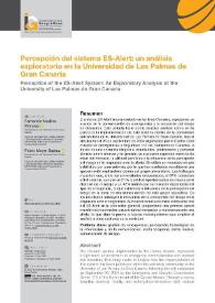 Percepción del sistema ES-Alert: un análisis exploratorio en la Universidad de Las Palmas de Gran Canaria  / Fernando Medina Morales, Pablo Mayer Suárez | Biblioteca Virtual Miguel de Cervantes