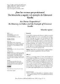 ¿Son las normas proposiciones? Un itinerario a seguir y el ejemplo de Giovanni Tarello  / Sebastián Agüero-SanJuan | Biblioteca Virtual Miguel de Cervantes