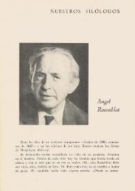 Angel Rosenblat / Manuel Alvar | Biblioteca Virtual Miguel de Cervantes