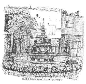 Ilustraci&oacute;n: &laquo;Plaza de Cervantes en Ruidera&raquo;